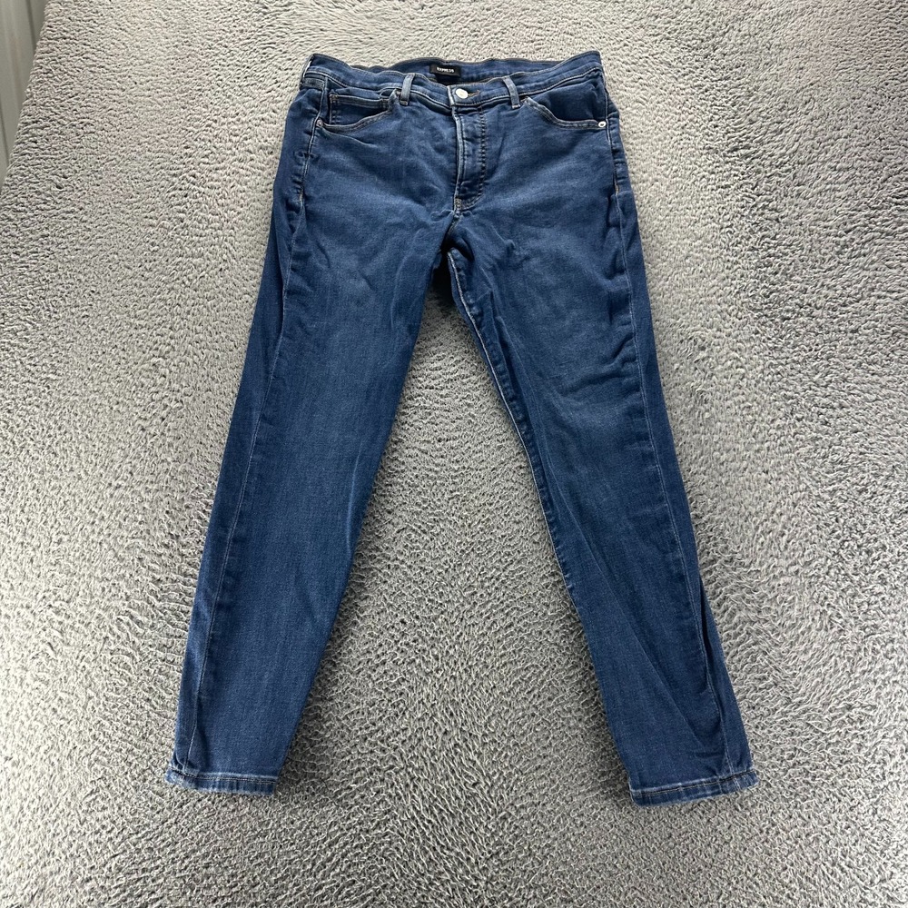 Express Jeans Women's 12 Blue Cotton‎ Denim Skinny Leg Mid-Rise Faded Workwear